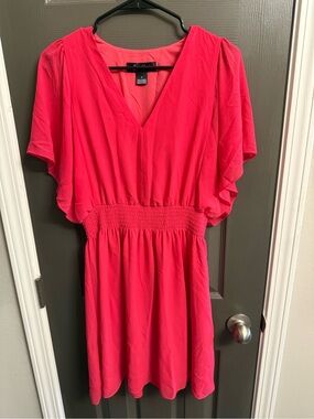 Jessica Howard Bright Pink V-Neck Mini Dress